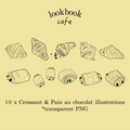 Croissant and Pain au Chocolat illustration bundle
