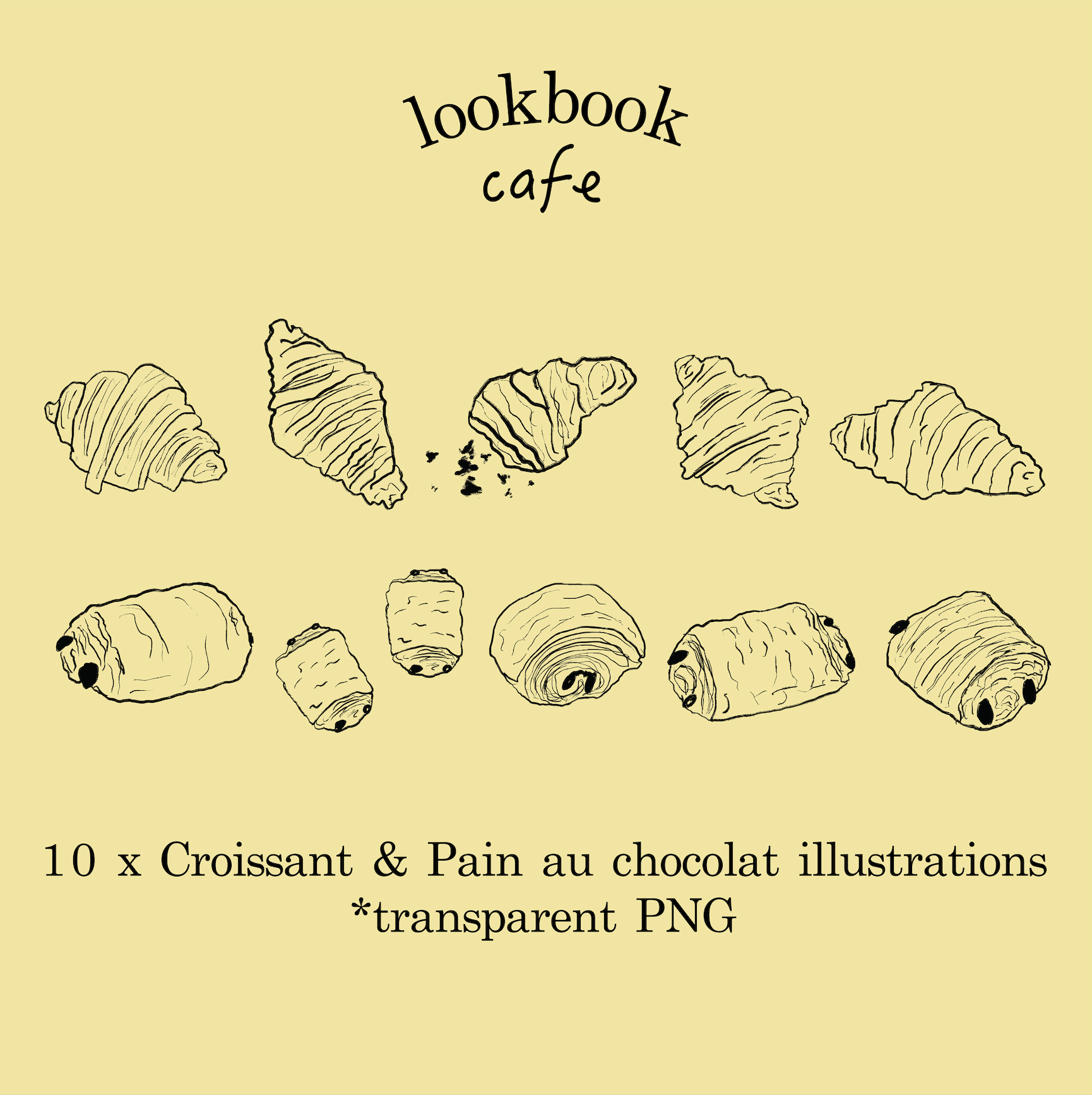 Croissant and Pain au Chocolat illustration bundle